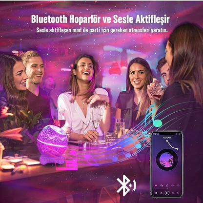 Dinozor Gökyüzü Projektör USB Girişli Bluetooth Hoparlör & Gece Lambası