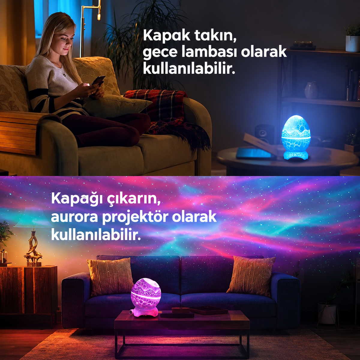 Dinozor Gökyüzü Projektör USB Girişli Bluetooth Hoparlör & Gece Lambası
