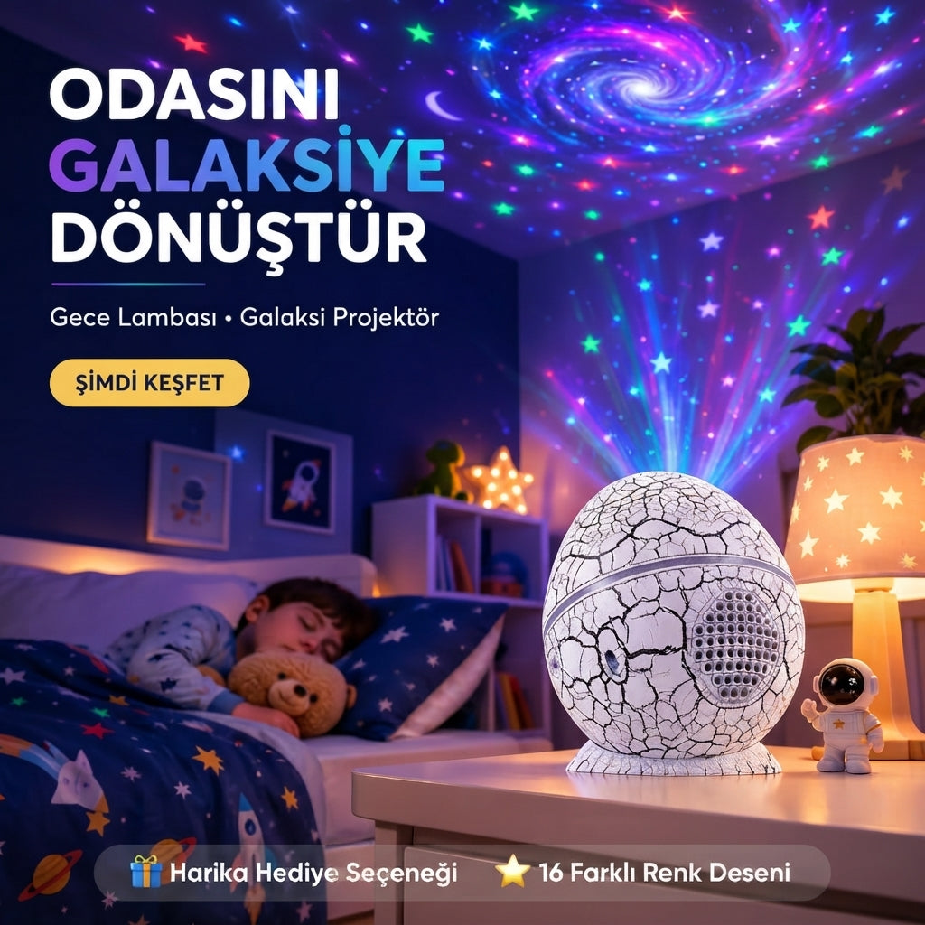 Dinozor Gökyüzü Projektör USB Girişli Bluetooth Hoparlör & Gece Lambası
