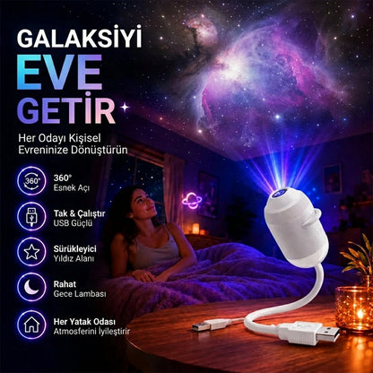 5D Yıldız ve Galaksi Projektörü USB'li