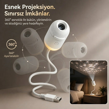 5D Yıldız ve Galaksi Projektörü USB'li